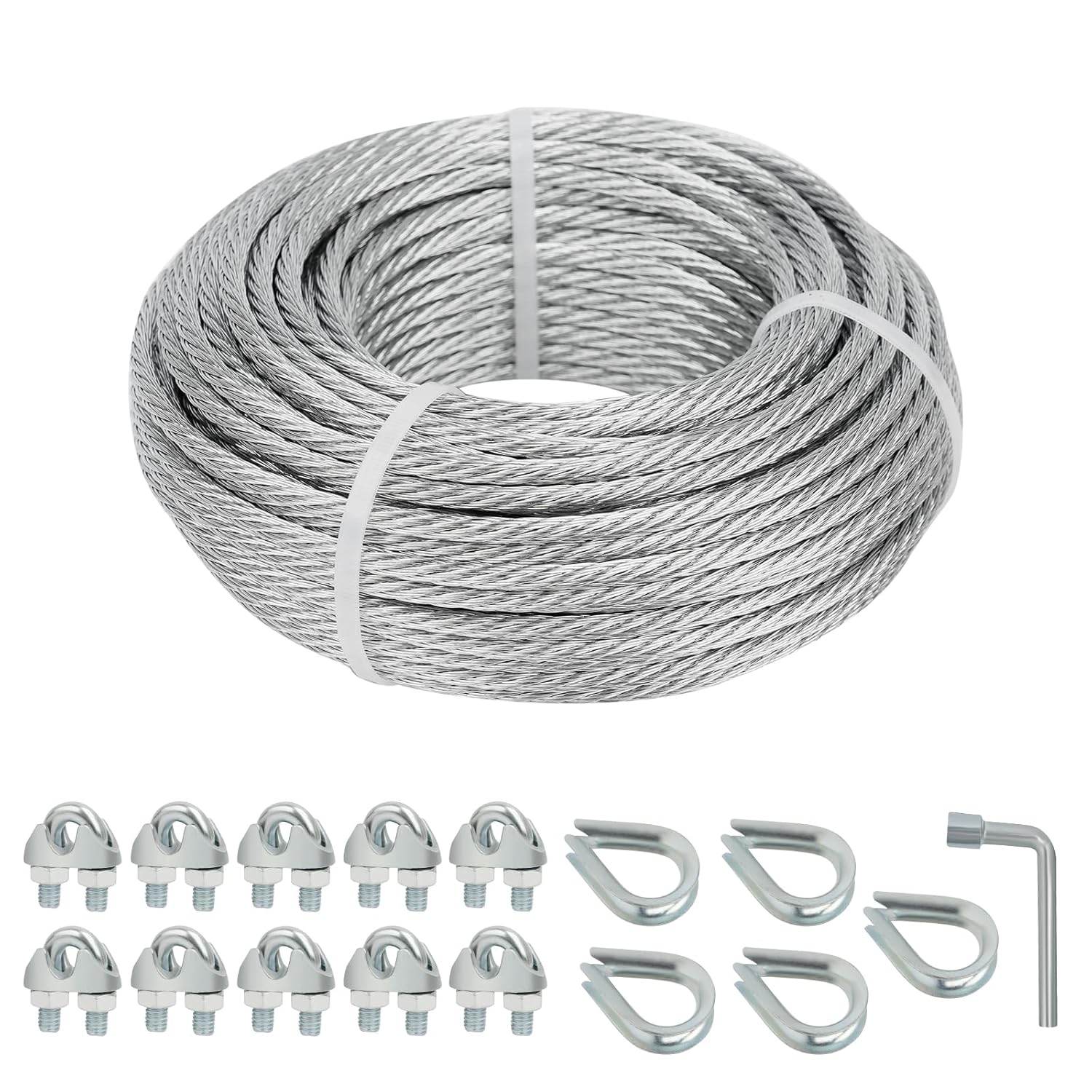 Galvanized Steel Wire Rope Cable, 50ft