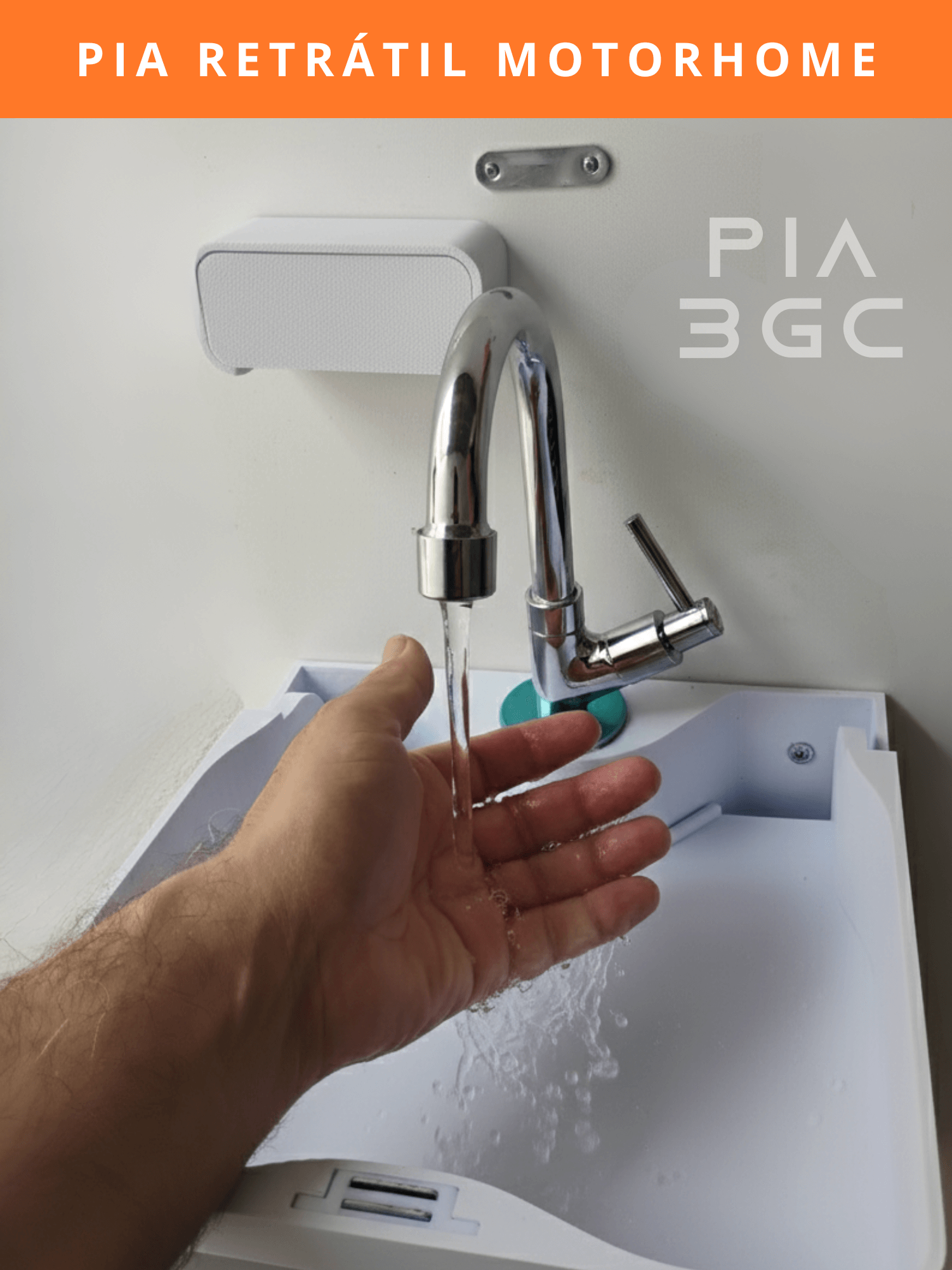Pia 3GC Retrátil para Motorhome – Compacta, Completa e Inteligente