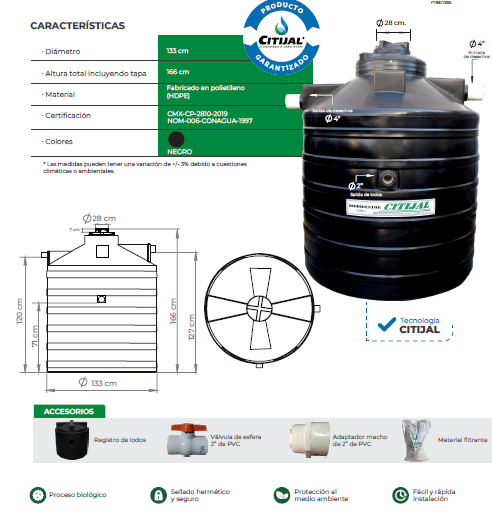 Biodigestor 1,500 Litros 