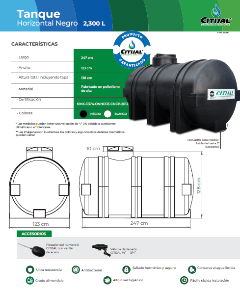 Tanque Pipa 2,300 Litros 