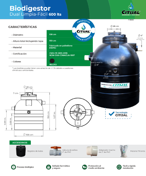 Biodigestor 600 Litros 