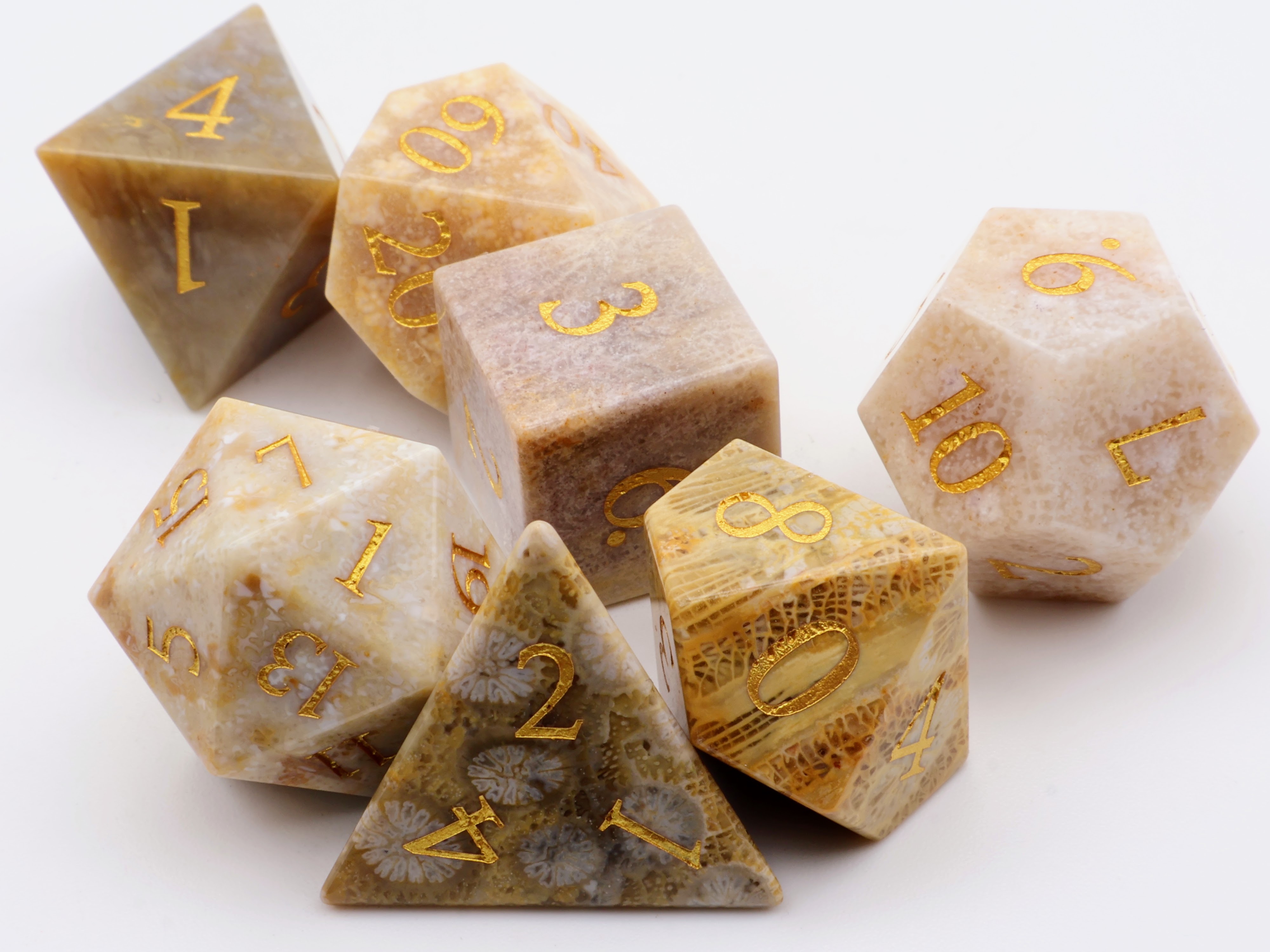 Coral Fossil Gemstone Dice