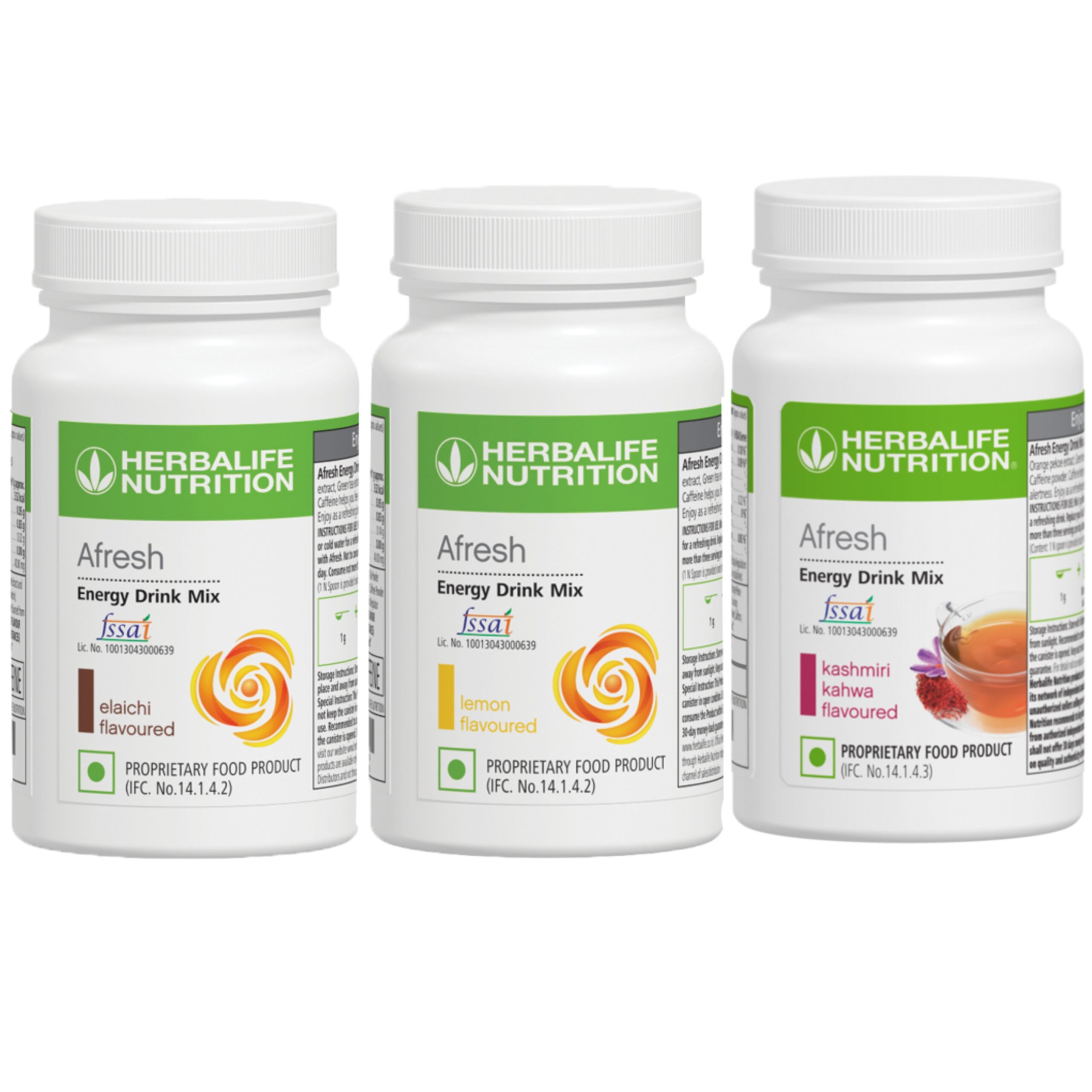 Herbalife Afresh Energy Drink Mix – Pack of 3 (Kashmiri Kahwa,Lemon ,Elaichi)
