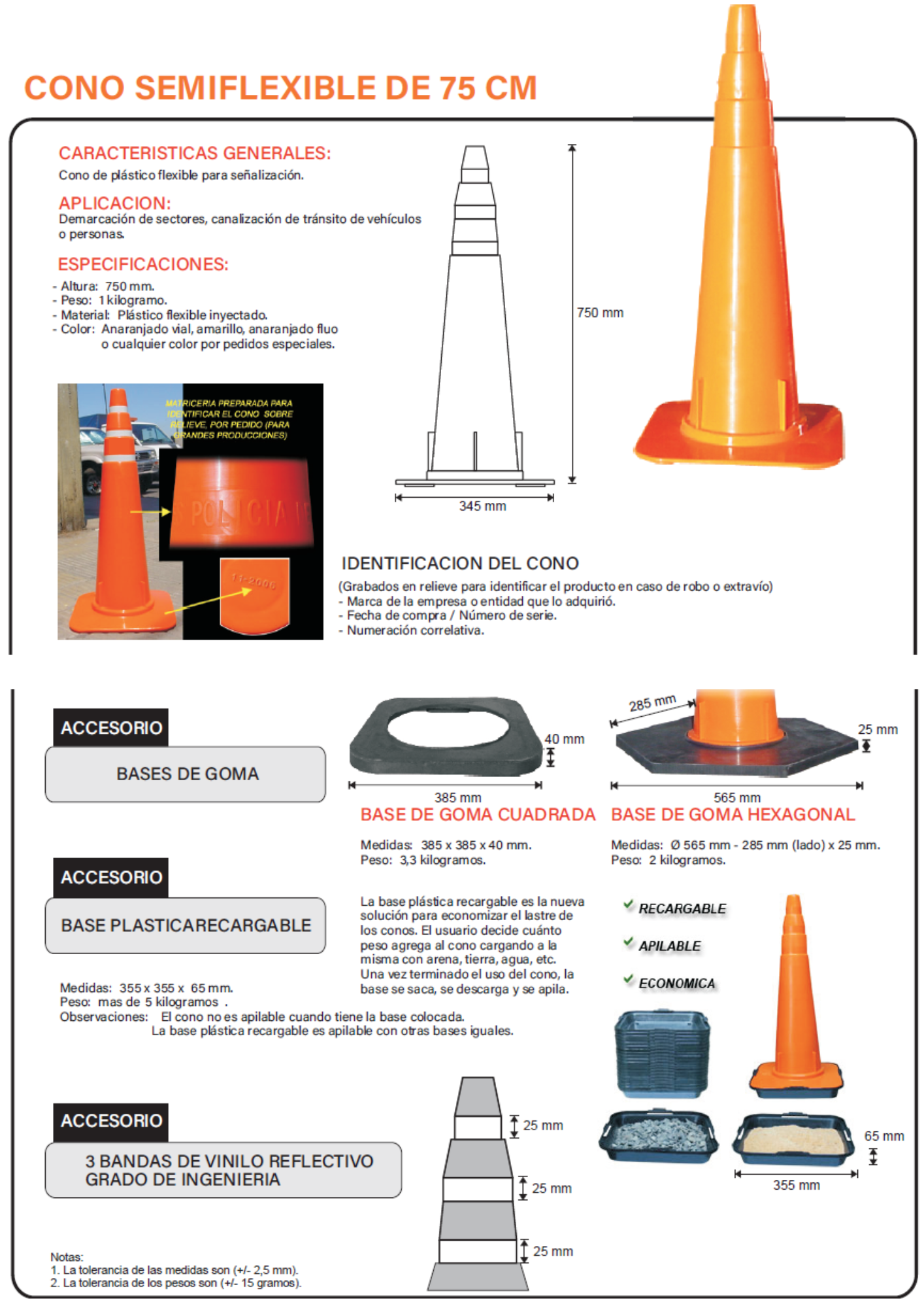 Cono vial de 75 cm - CONO75NV