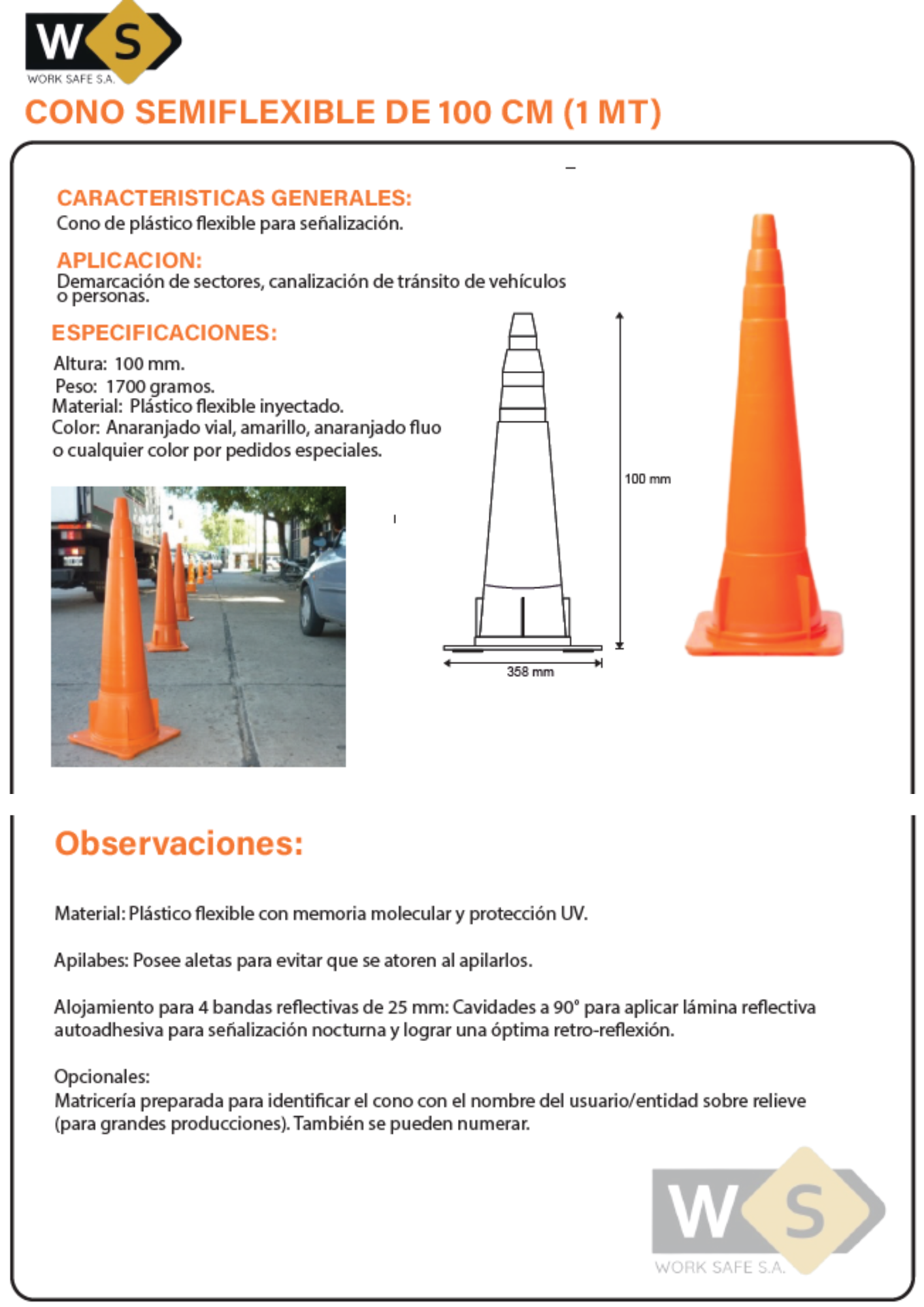 Cono vial de 110cm - CONO100NF
