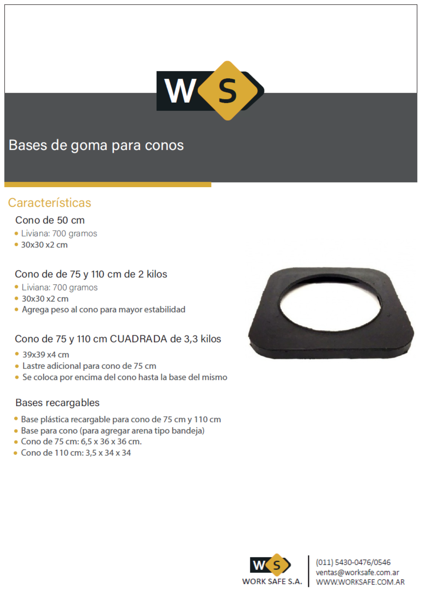 Base recargable para cono de 110 cm - BASERELLC110
