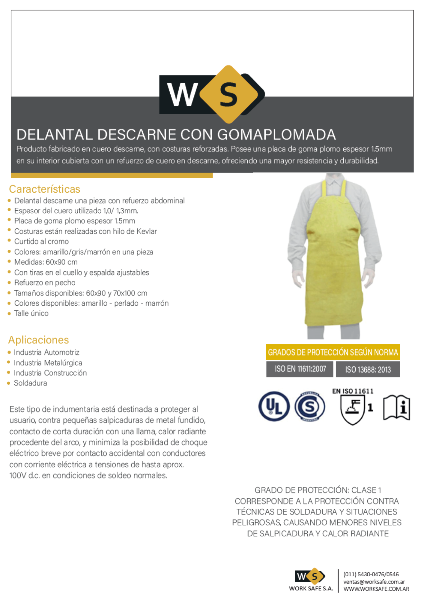 Delantal descarne amarillo con gomaplomada 60x90 - DELANGOMA
