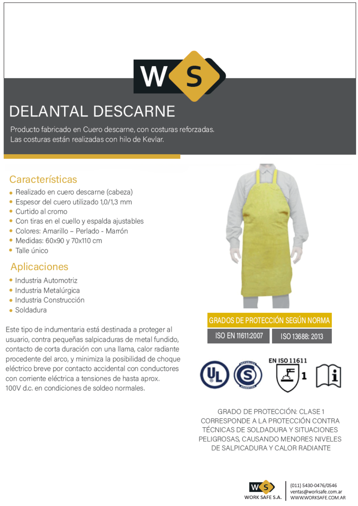 Delantal descarne amarillo 60x90 - DELANENTERO