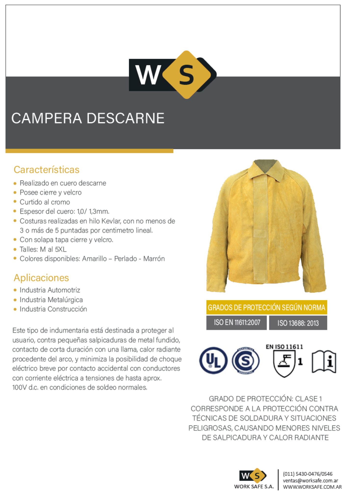 Campera descarne con Kevlar - CAMPDESCKEV