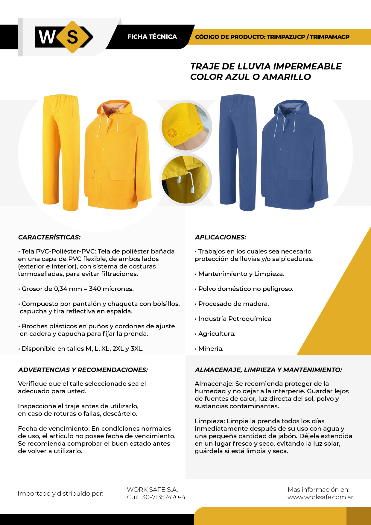 Traje de lluvia azul - TRIMPAZUCP