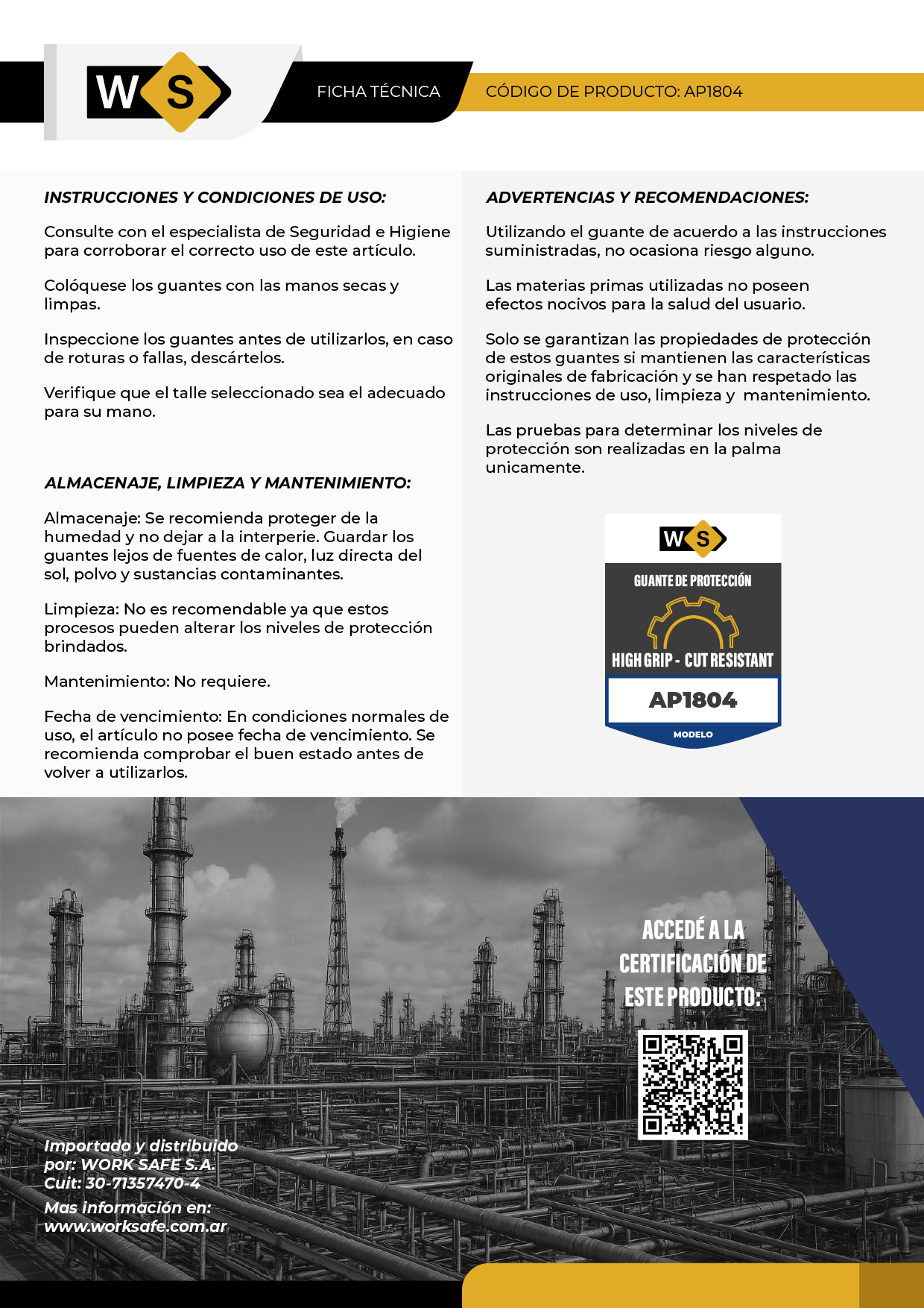 Guante anticorte, Tejido HPPE G18, baño nitrilo espumado - AP1804