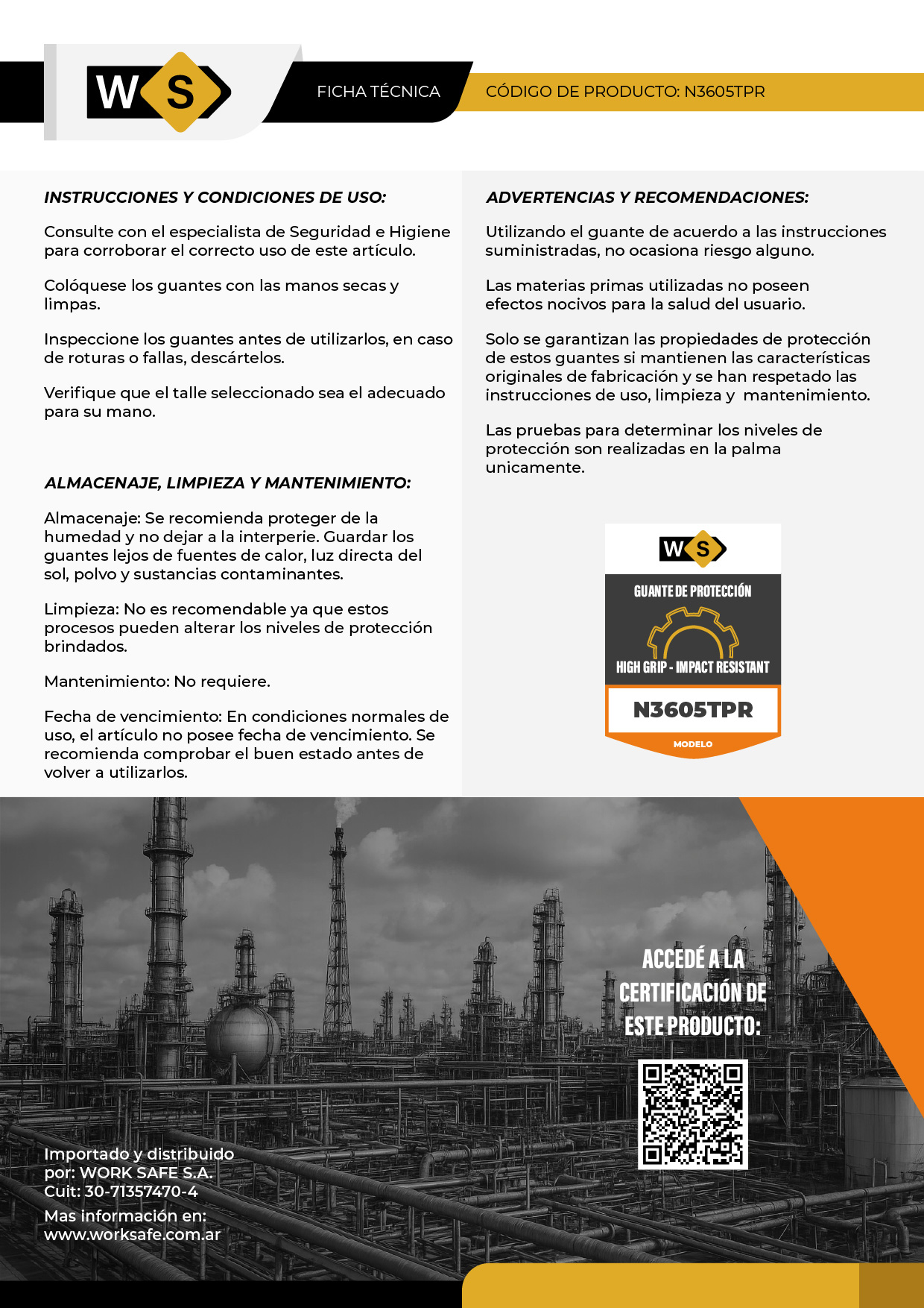 Guante nitrilo espumado - anti impacto - N3605TPR