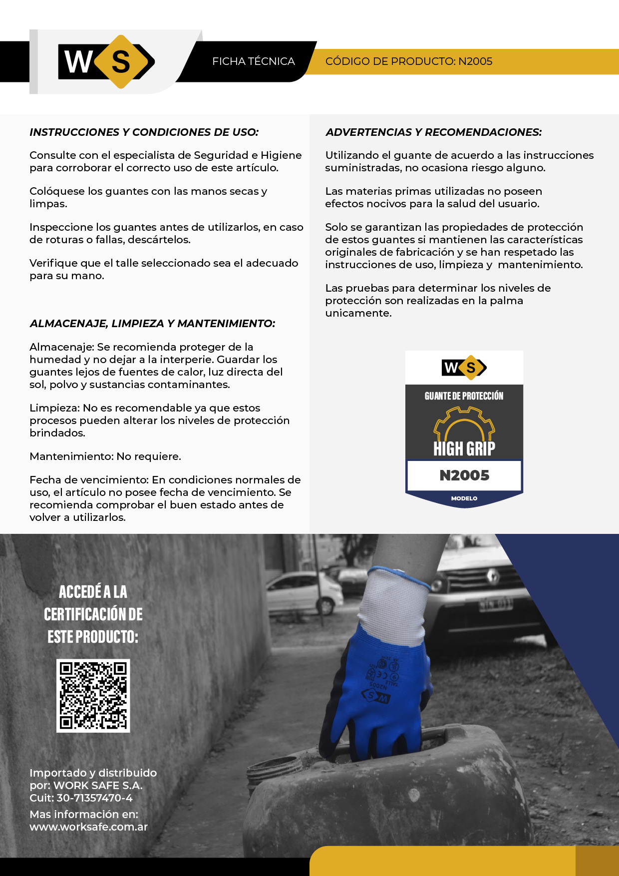 Guante de poliéster, doble baño de nitrilo (liso y arenoso)