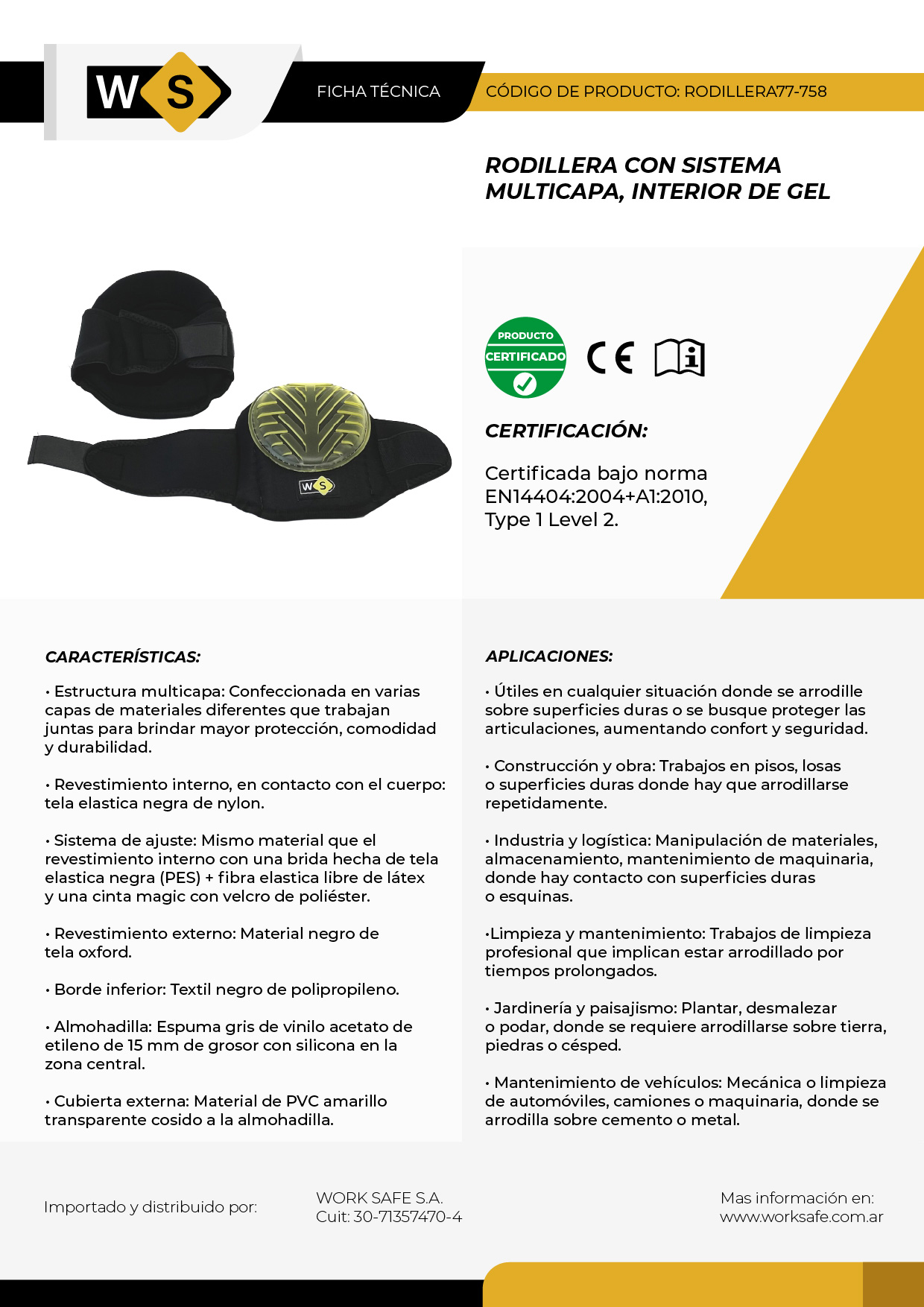 Rodillera protectora con gel- RODILLERA77-758