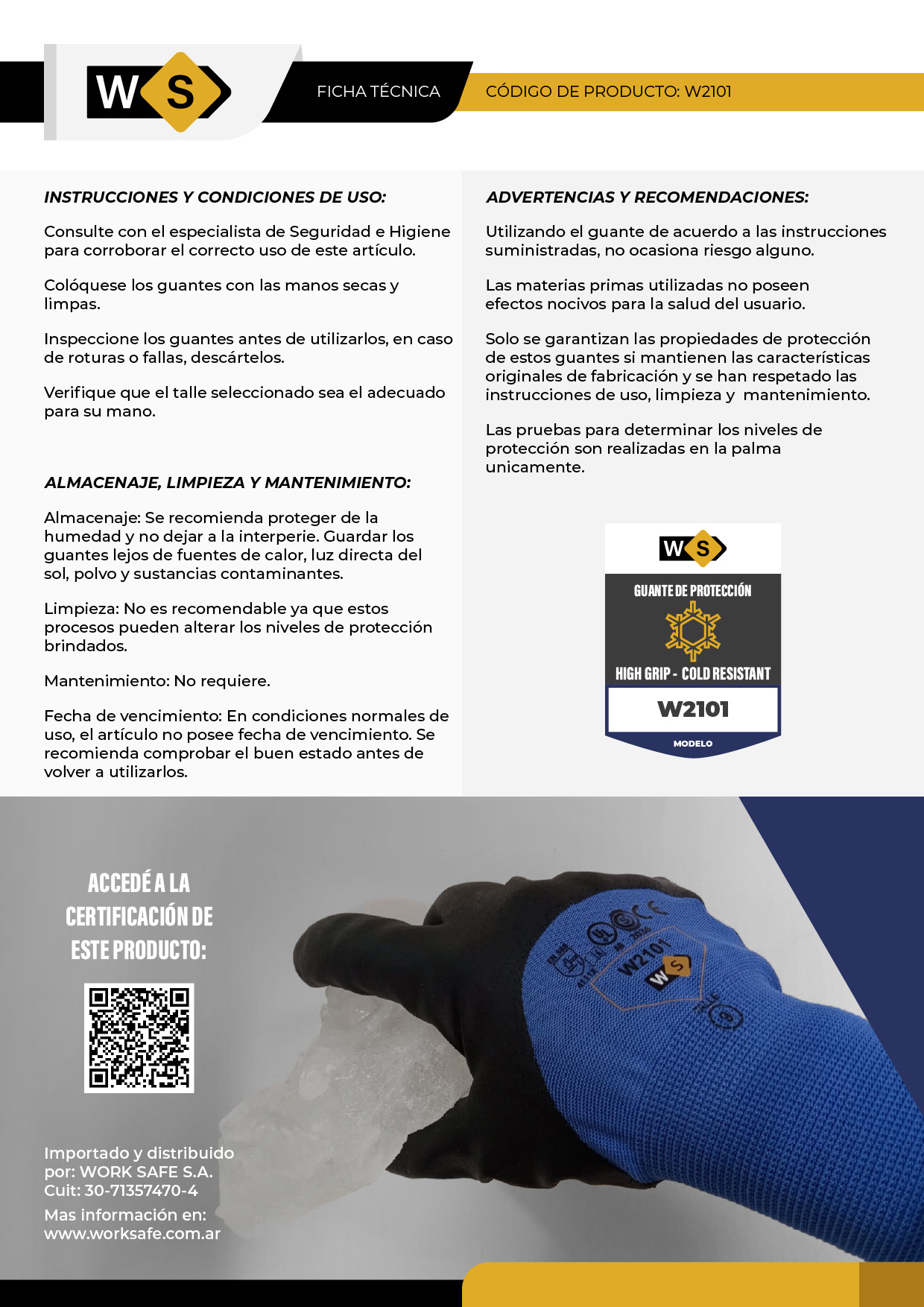 Guante de acrílico y poliéster para frío baño nitrilo espumado - W2101