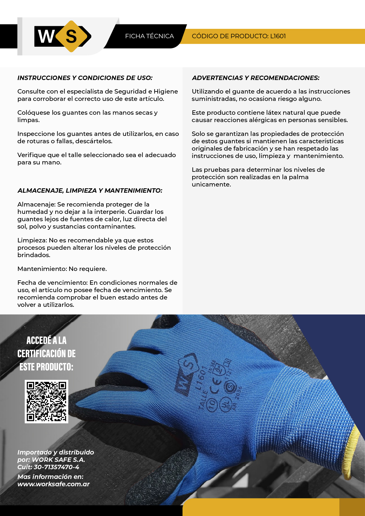 Guante de poliéster G13, bañado en latex texturado - L1601