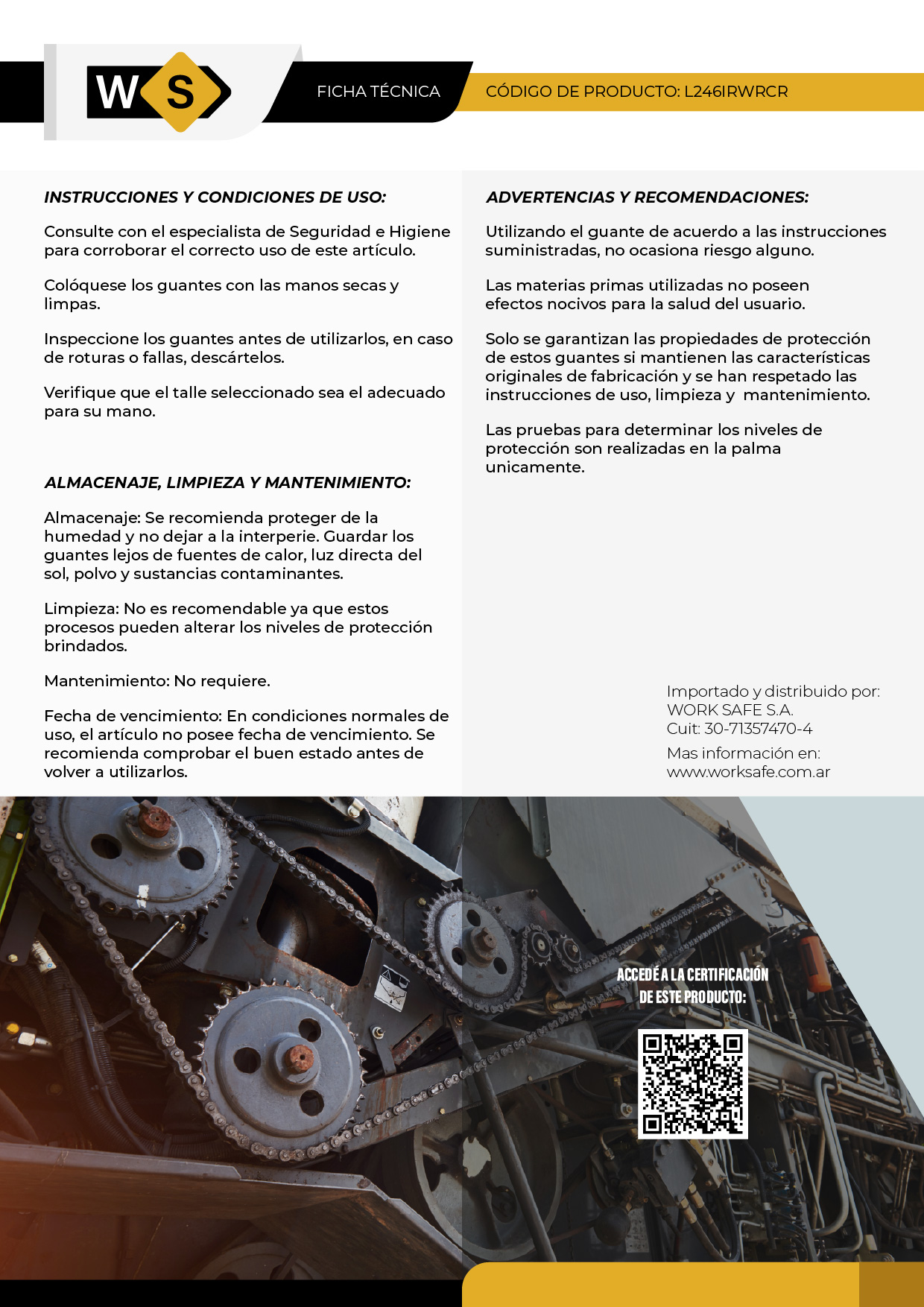 Guante Vaqueta hidrófuga anticorte, anti-impacto - L246IRWRCR