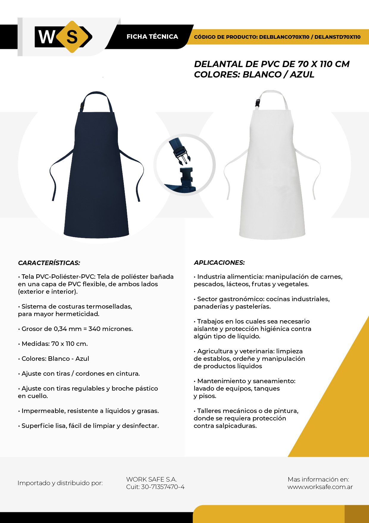 Delantal de PVC blanco - DELBLANCO70X110
