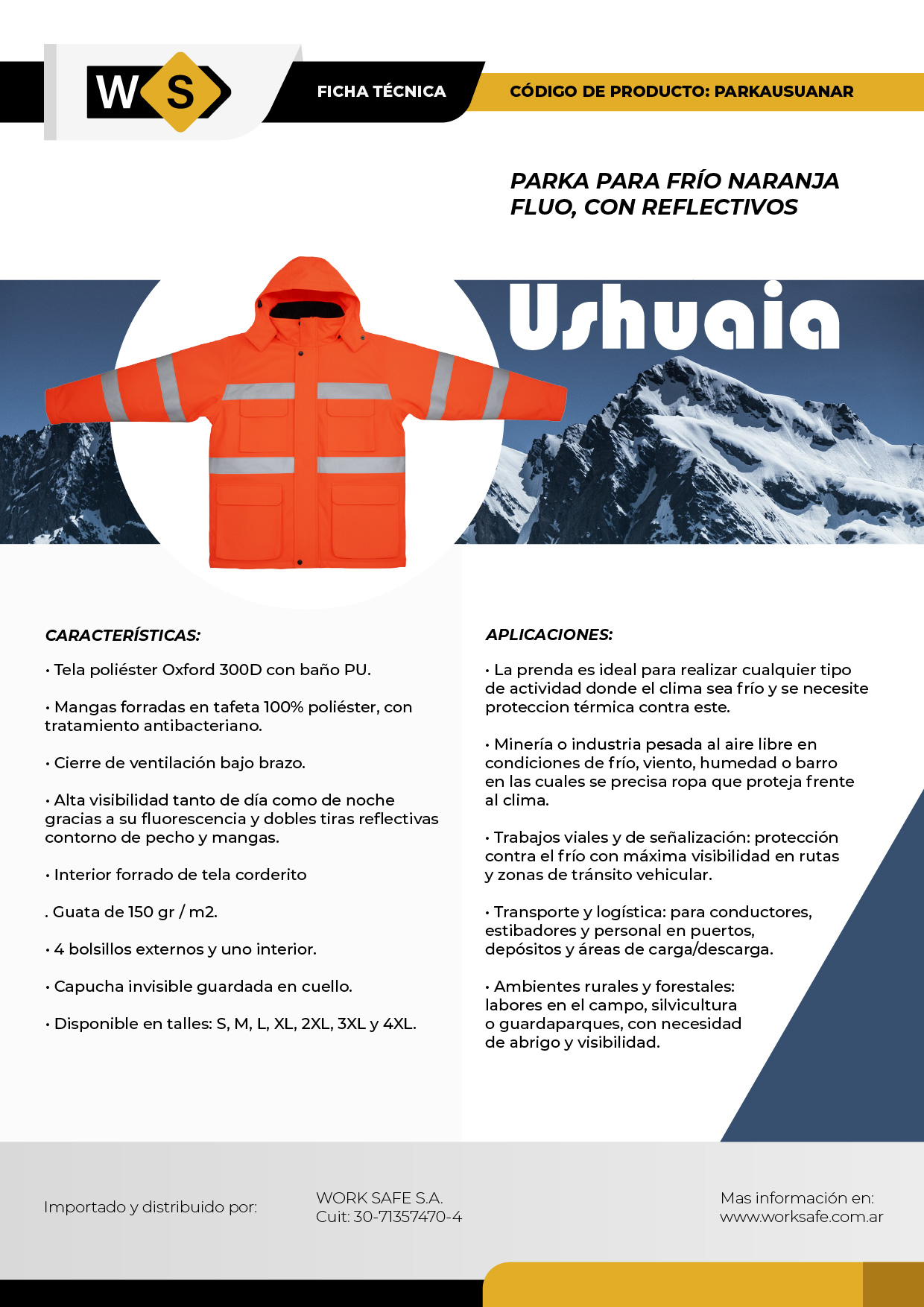 Parka Naranja Ushuaia - PARKAUSUANAR