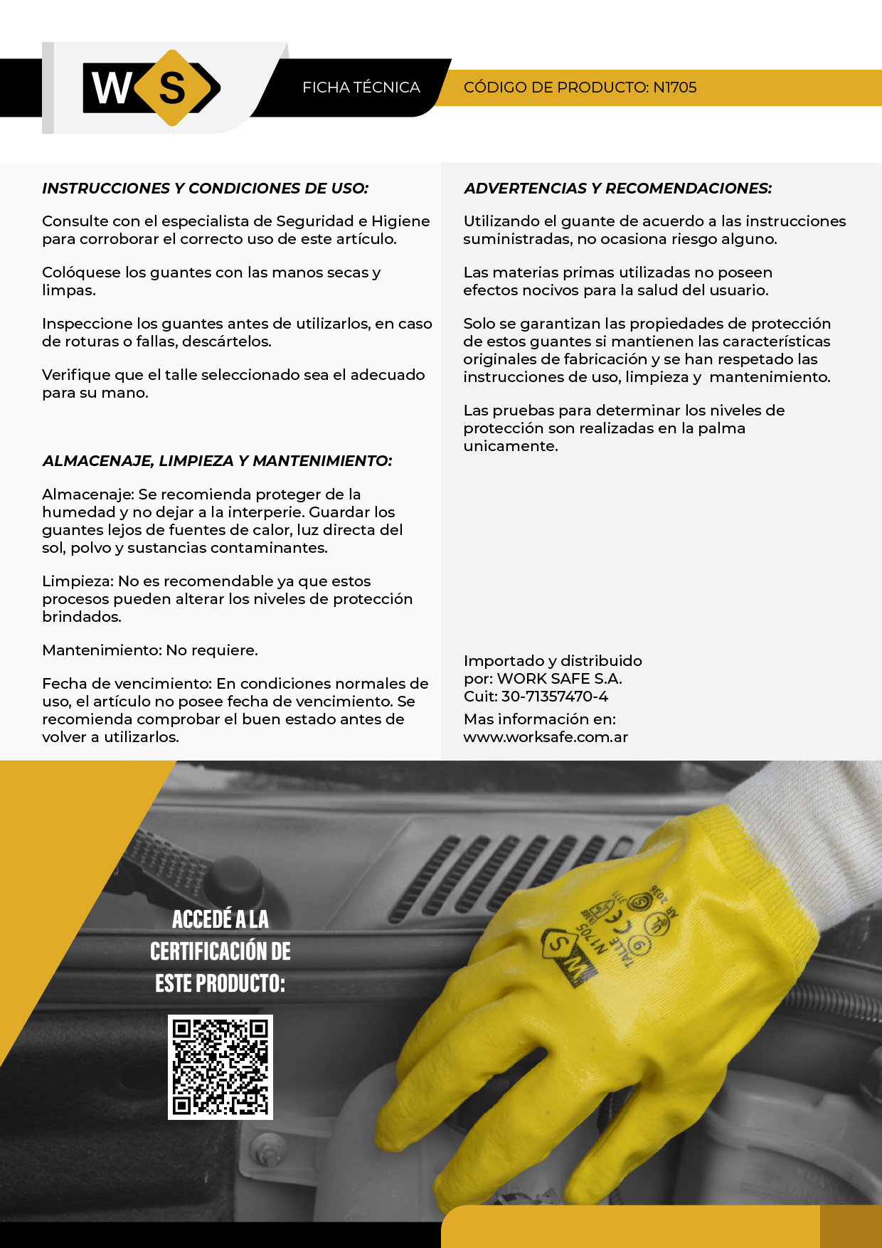 Guante Nitrilo amarillo - N1705