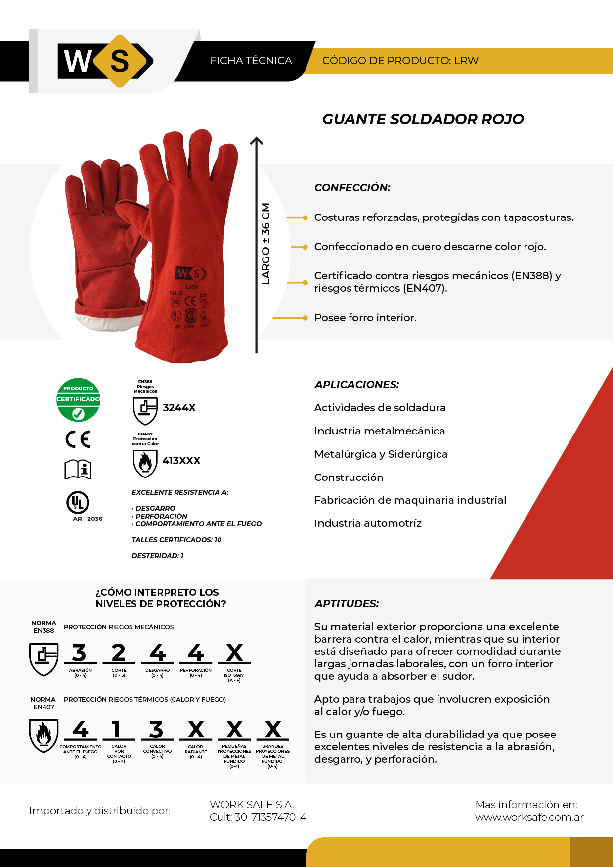Guante Soldador 36cm - LRW