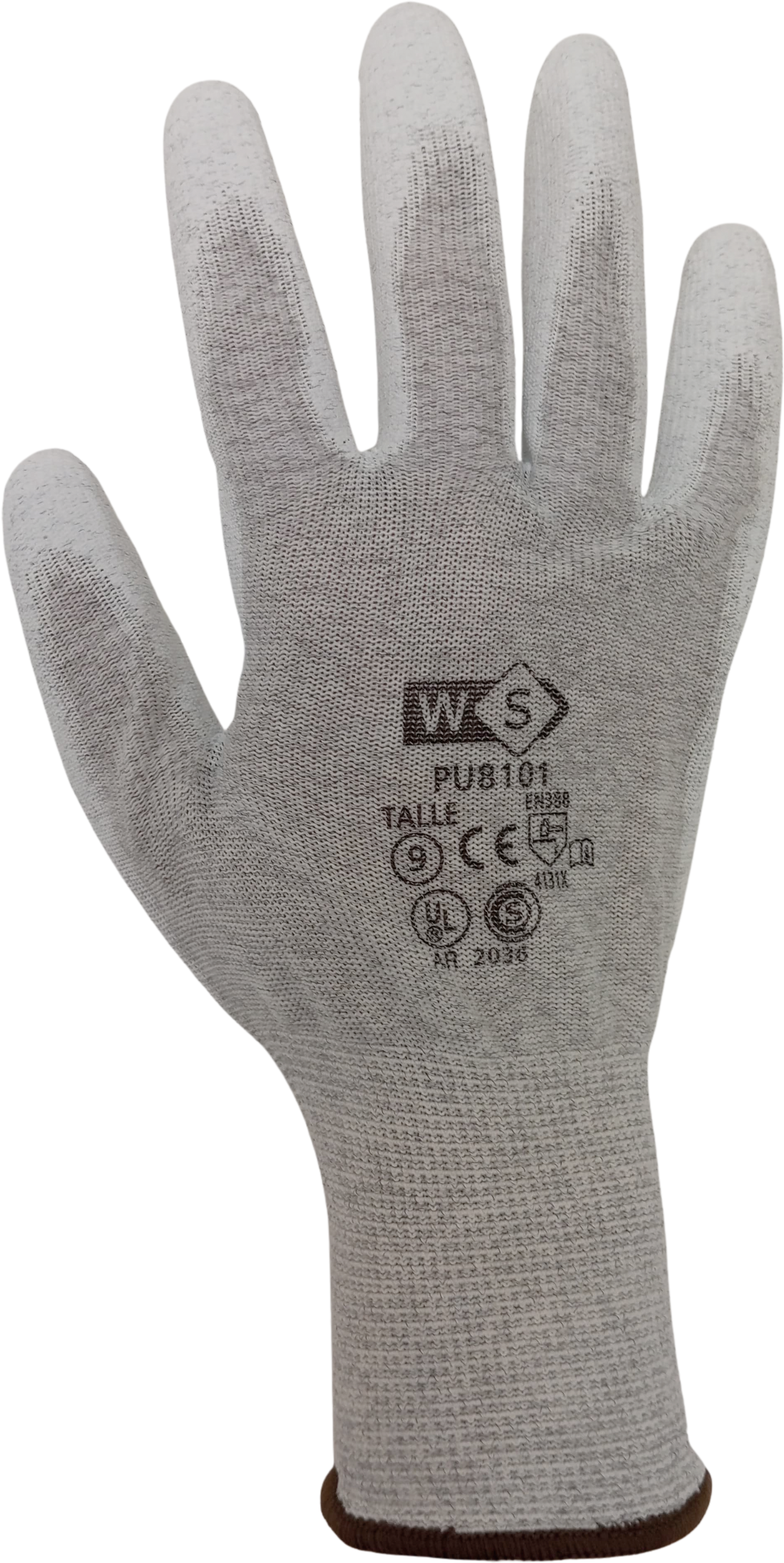 Guante antiestático,Poliéster y Carbono, baño PU - PU8101