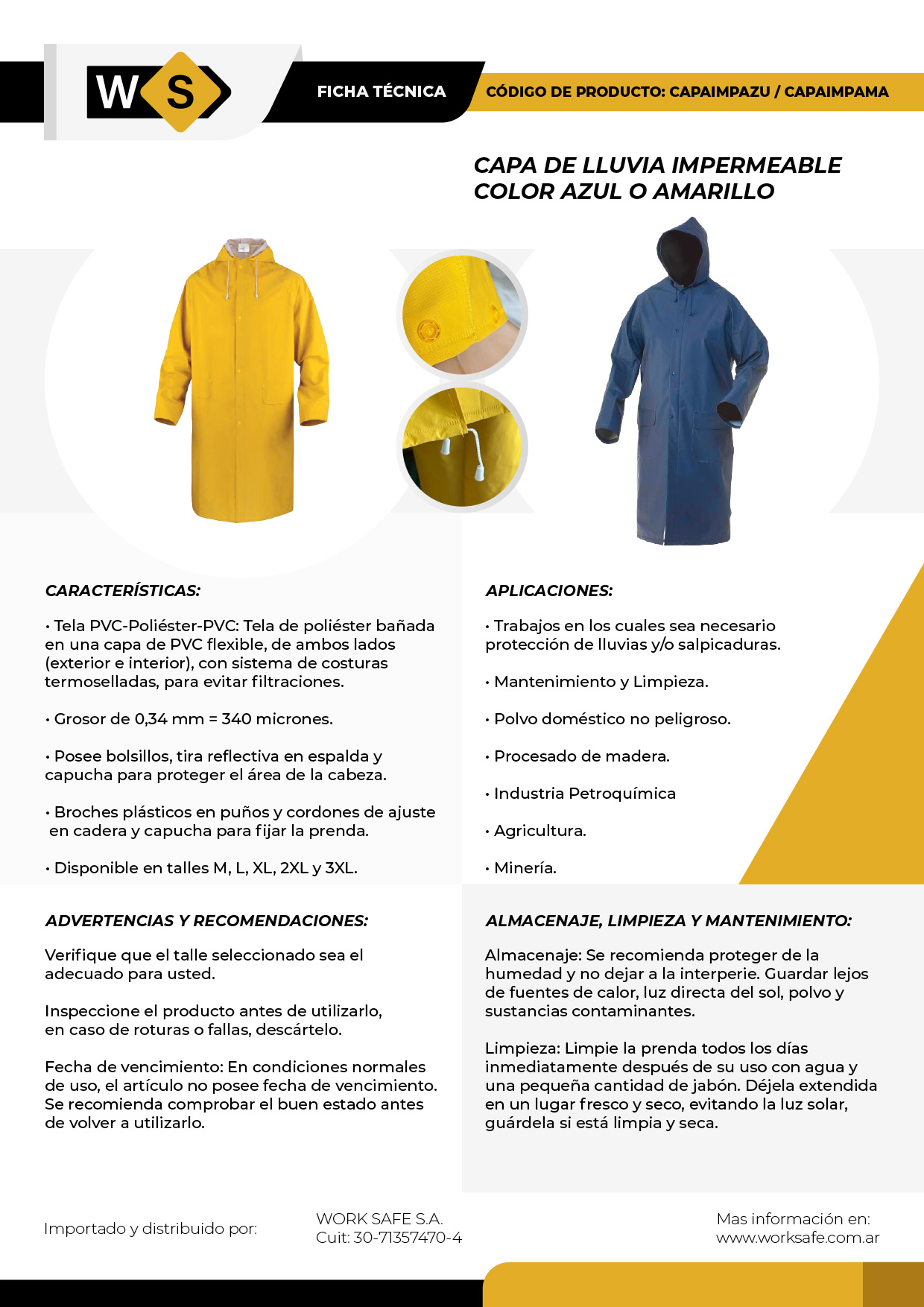 Capa de lluvia amarilla - CAPAIMPAMA
