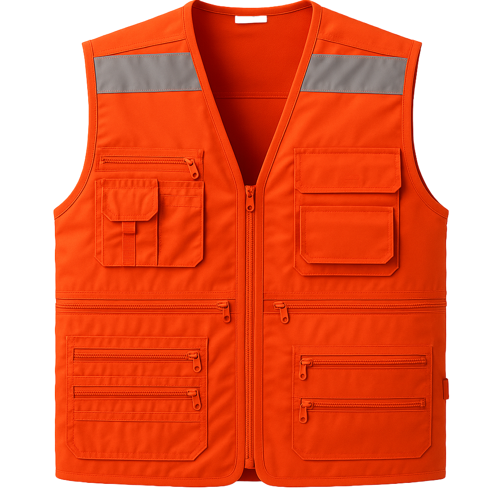 Chaleco Geólogo color naranja, con reflectivos - GEOLOGO