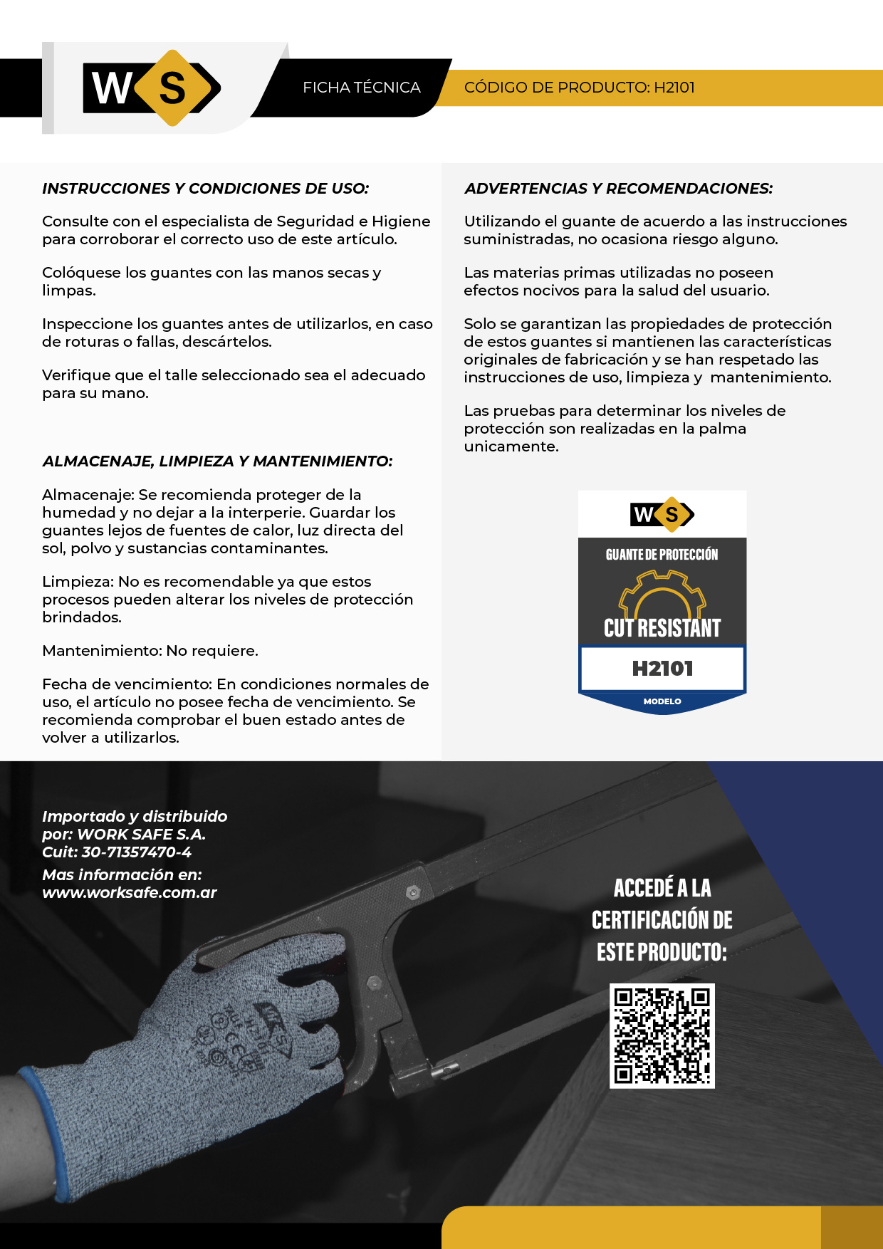 Guante Resistente al corte G10 con baño nitrilo - H2101