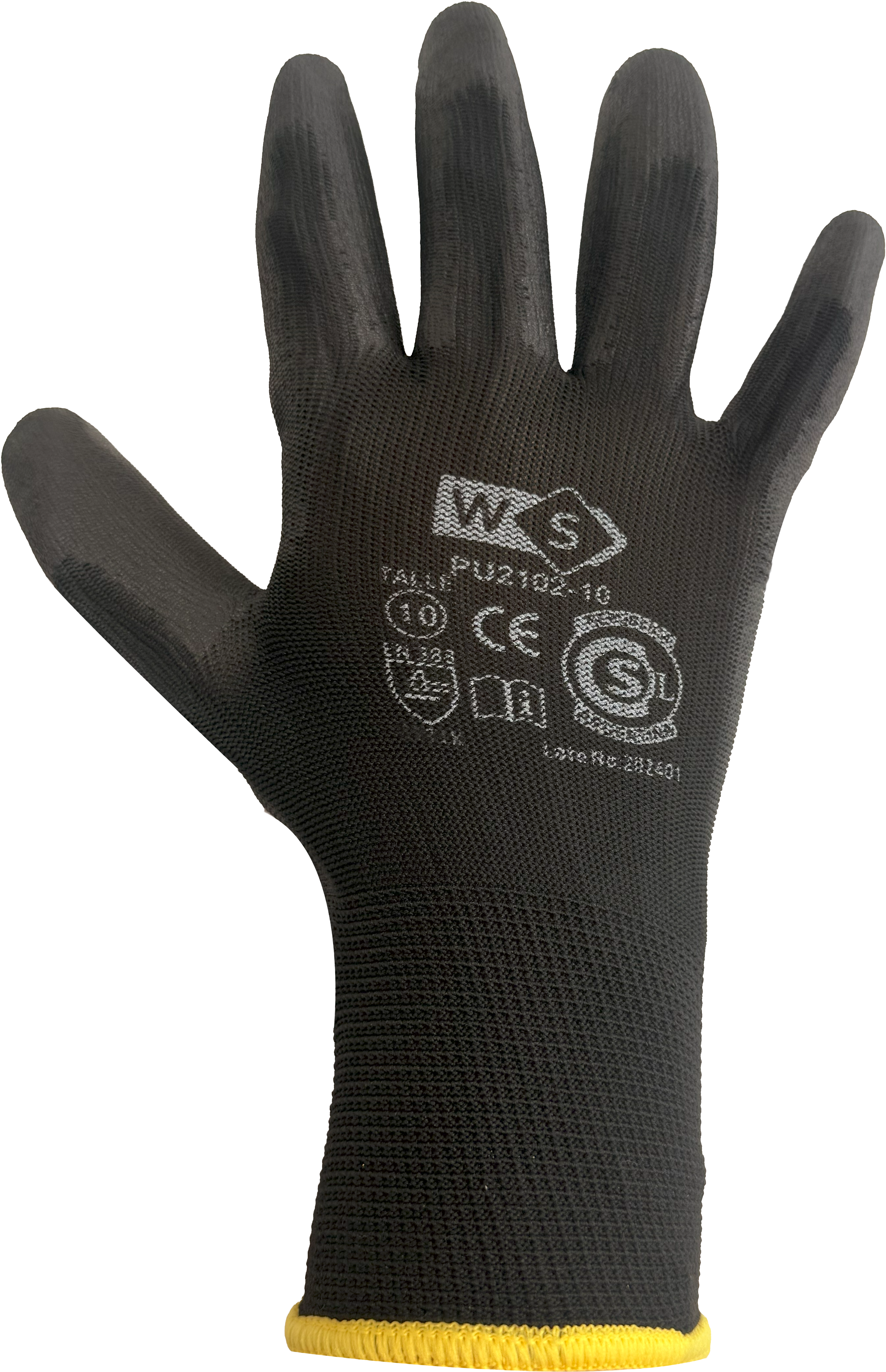 Guante de poliéster G13 con baño en PU negro - PU2101-02