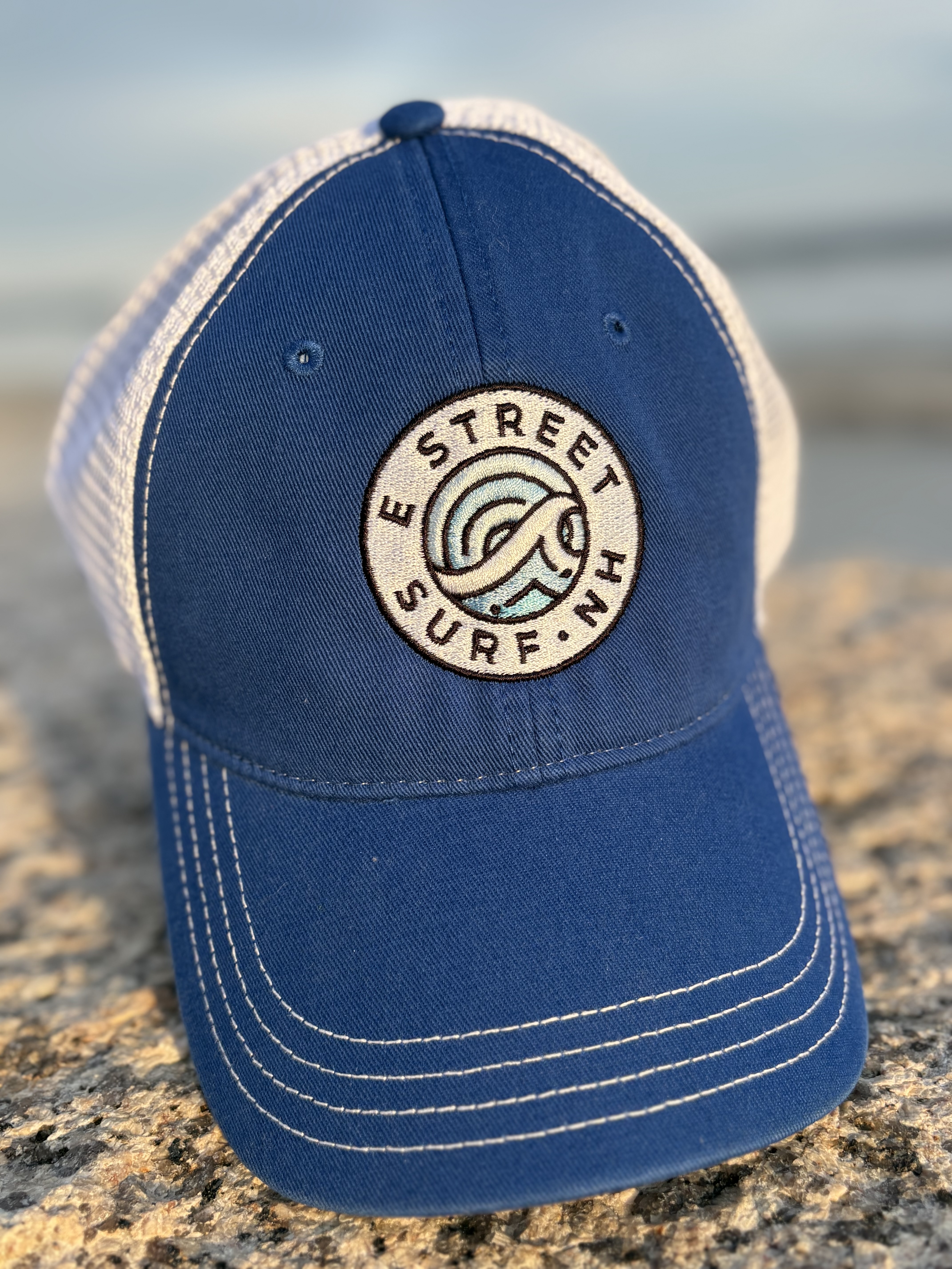 E Street Surf NH Blue Trucker Hat