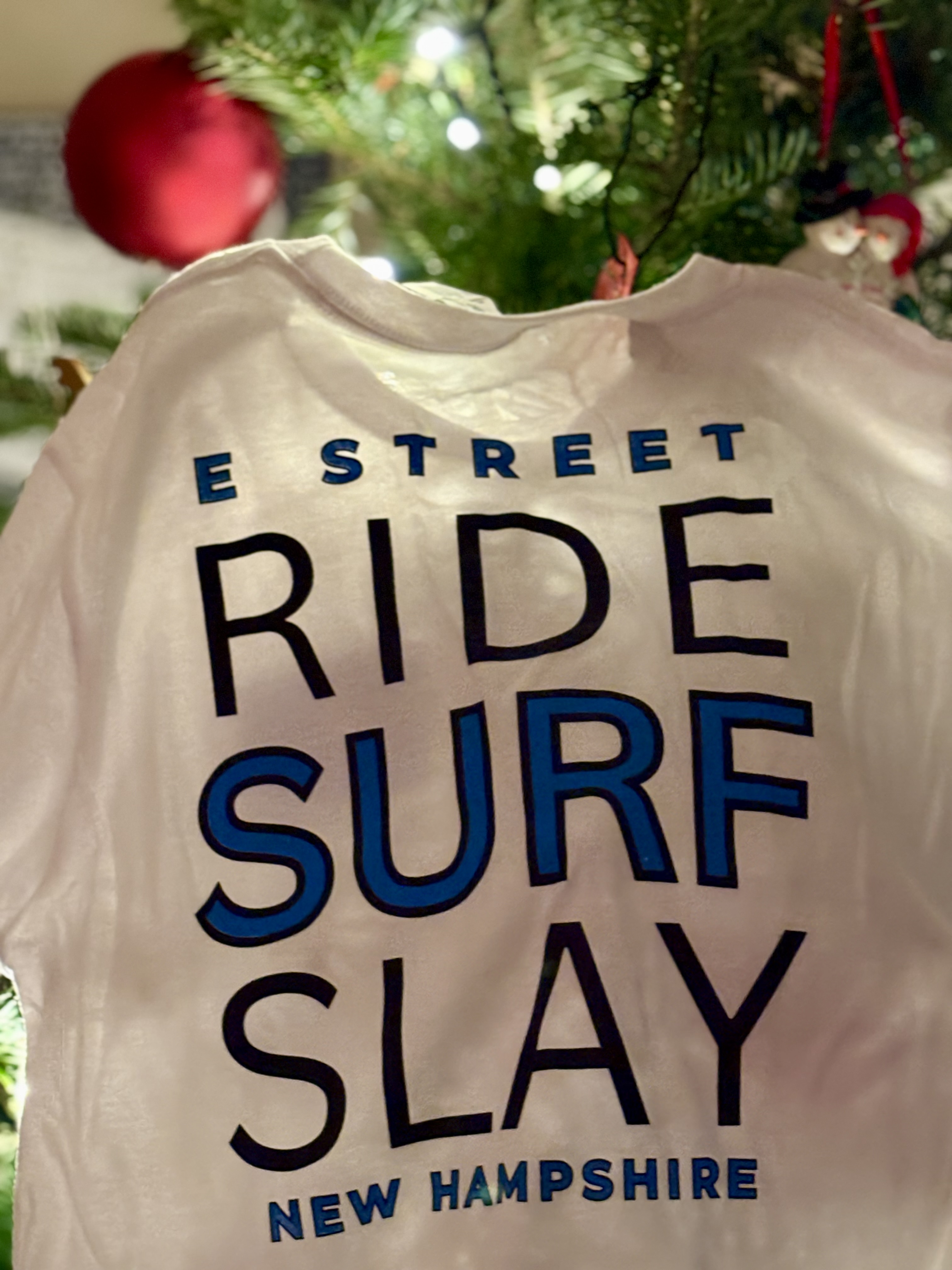 E Street Ride Surf Slay in Blue, White Long Sleeve Shirt