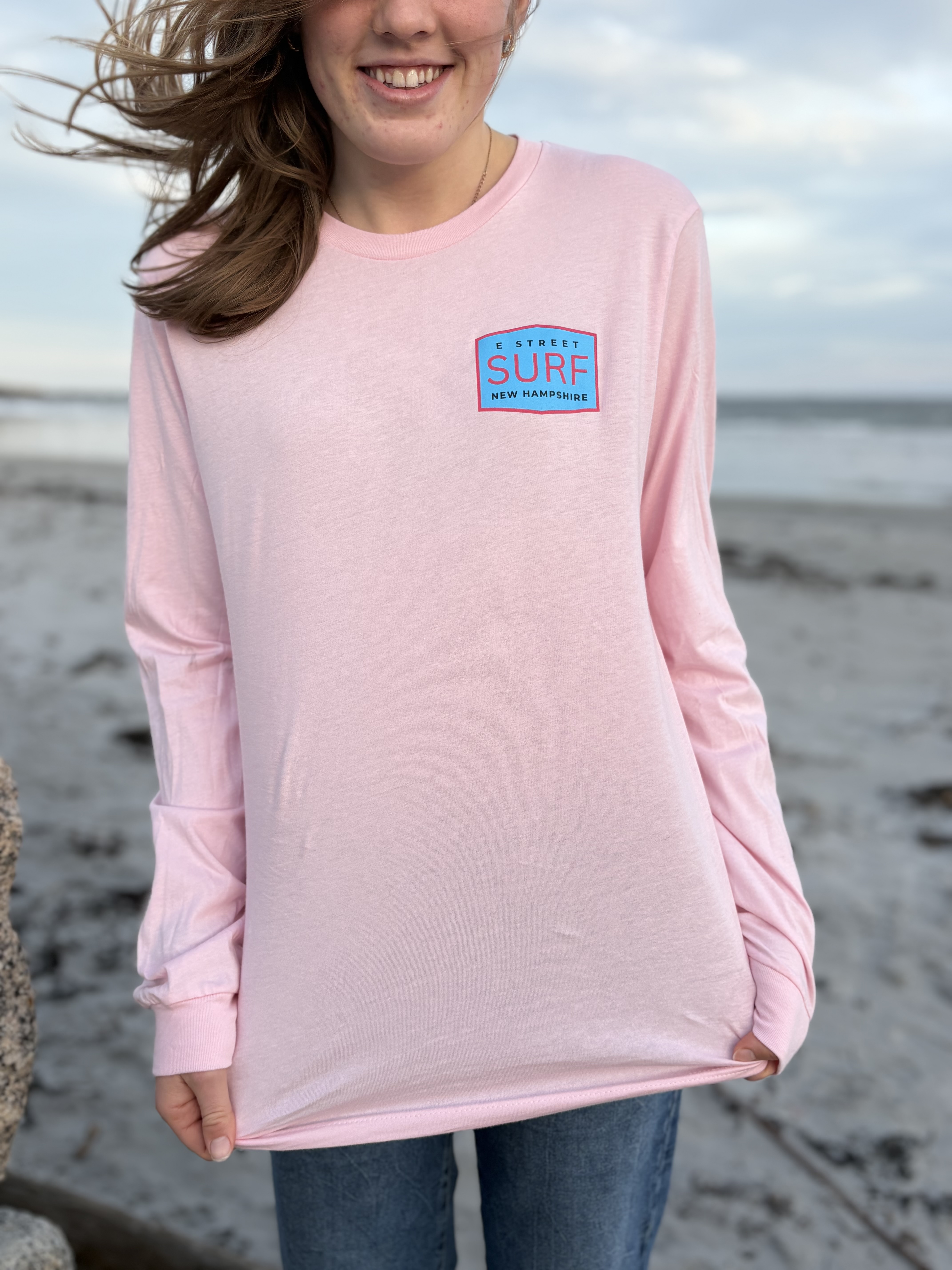 E Street Surf NH Woman Surfer Pink Long Sleeve Shirt