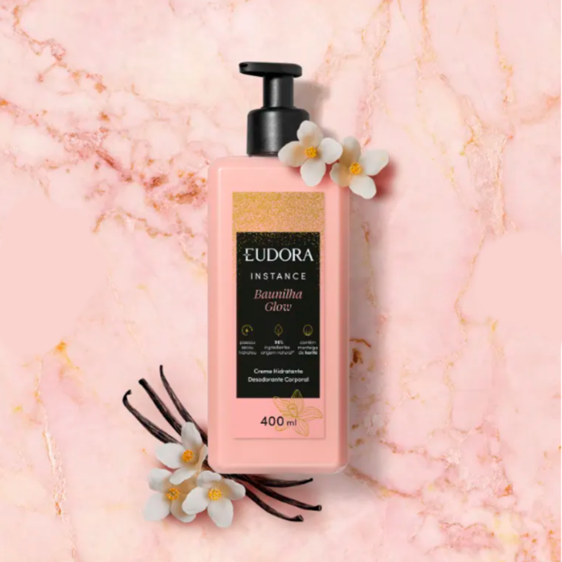Creme Hidratante Desodorante Corporal Instance Baunilha Glow 400ml 
