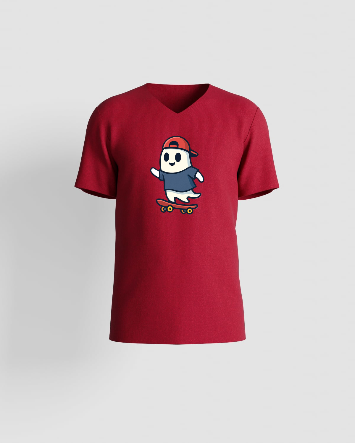 Tshirt Vermelha Fantasma - Gola em bico