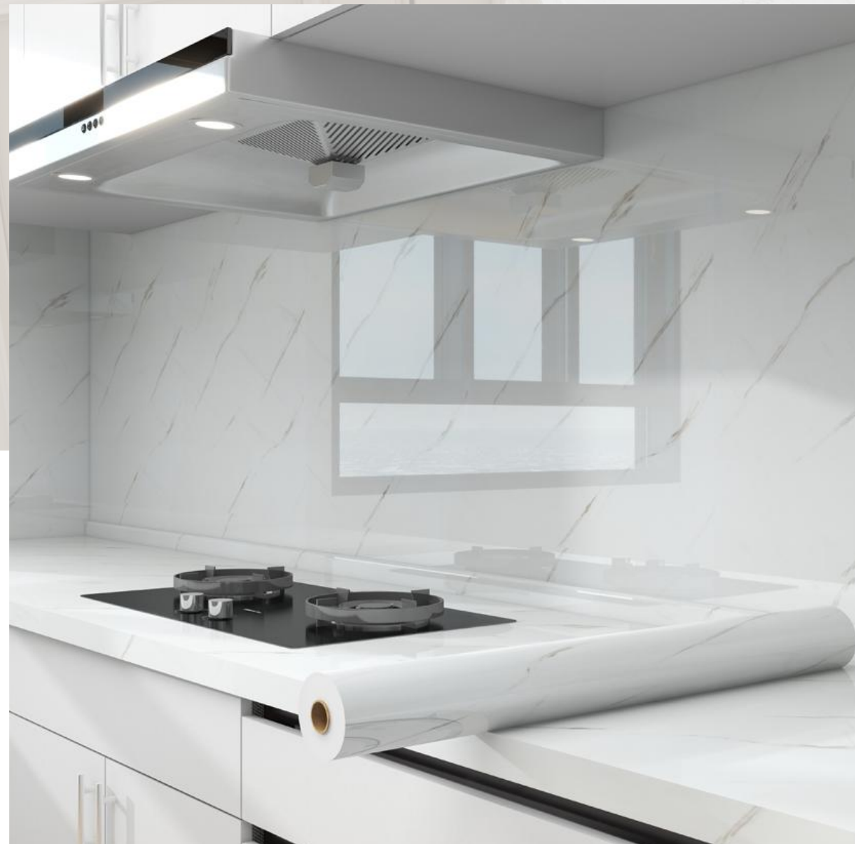 Marble Pattern Eco-Friendly Vinyl Peel and Stick Self-Adhesive Wall Film, Eco-Laminate Film,  Vinyl Laminate Film , Decorative Vinyl Film for Countertop, Kitchen Cabinets, Shelf, Drawer Liner,Easy to Clean Removable Wall Covering