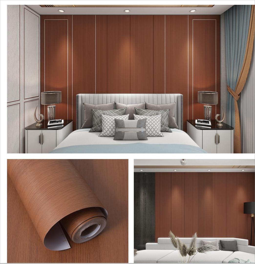 Thickened Wood Grain Eco-Friendly Vinyl Peel and Stick Self-Adhesive Wall Film, Eco-Laminate Film,  Vinyl Laminate Film , Decorative Vinyl Film for Countertop, Kitchen Cabinets, Shelf, Drawer Liner, Easy to Clean Removable Wall Covering