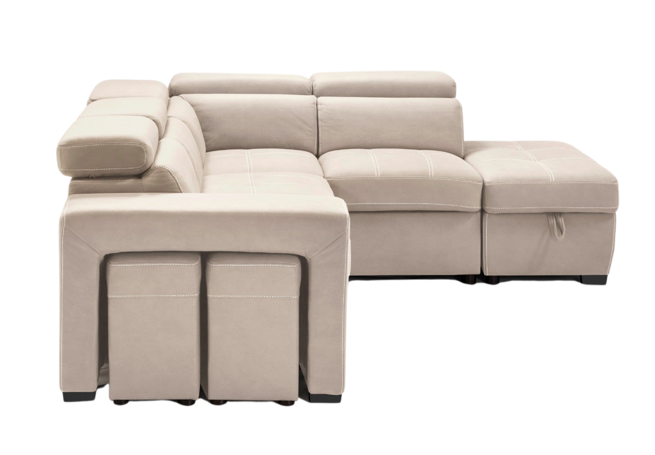 Verona - Salon d'Angle avec Fonction Lit + Coffre + Poufs