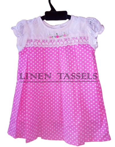 Pink Polka Dot Baby Dress Code: (KC00118) Size: 1-2 years