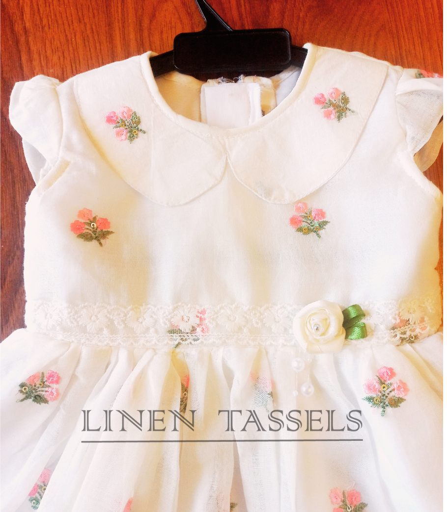 White Baby Dress  Code (KC00650)  Size available: 1-2 years