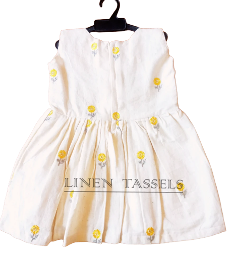Floral Embroidered Linen Dress Code: (KC00142) Size available: 1-2 years