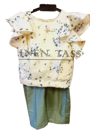 Floral Ruffled Top and Pants Set (Code: KS00136) Size: 1-2 years