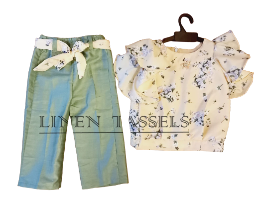 Floral Ruffled Top and Pants Set (Code: KS00136) Size: 1-2 years