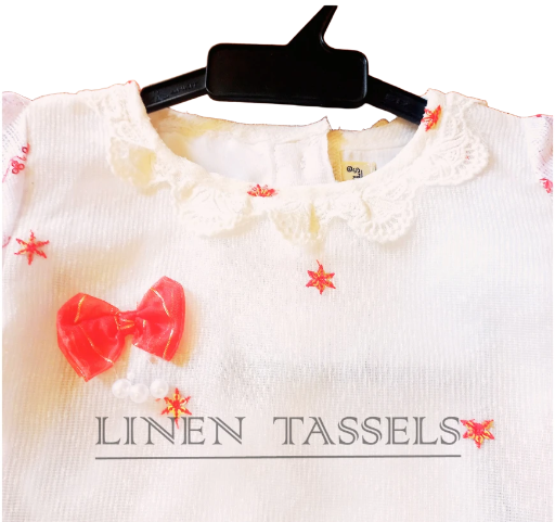 White Dress with Red Accents (Code: KS00141) Size: 2-3years