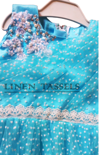 Children's Blue Polka Dot Dress ( Code: KP00156 ) Size : 2-3 years