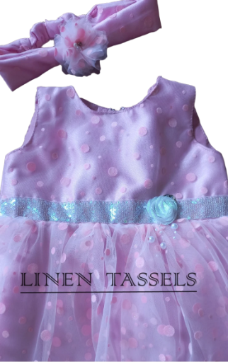 Pink Polka Dot Baby Dress Set (Code: KP00157) Size: 0-1 years