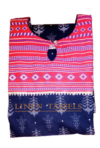 Black Printed Linen Kurta (CODE:KW00185) Size: (L)  (SOLD OUT)