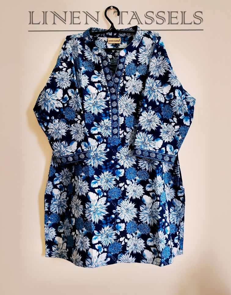 Floral Print Cotton Kurti (Code: KWS00185) Size :XL