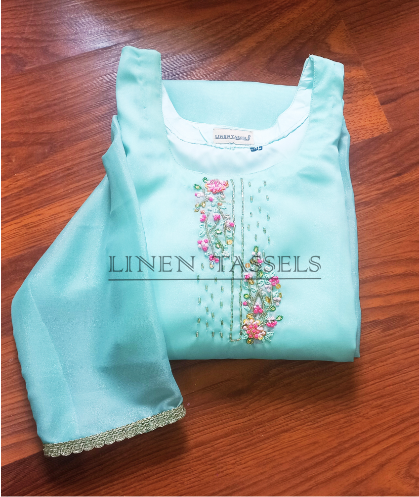 Embroidered Georgette Kurti (Code: KW00176) Size: ( Chest :38 XL)