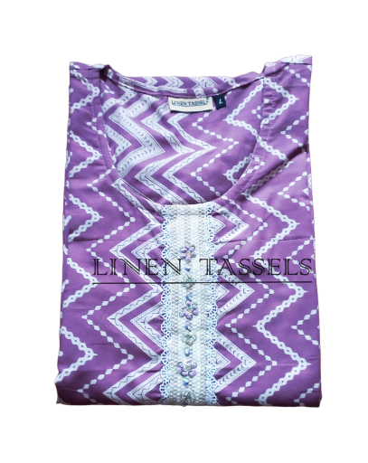Purple Patterned Kurta (Code: KW00161) Size: Chest 36 (L)